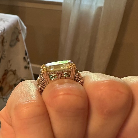 Judith Ripka canary yellow cocktail ring Size 8 - Picture 3 of 7